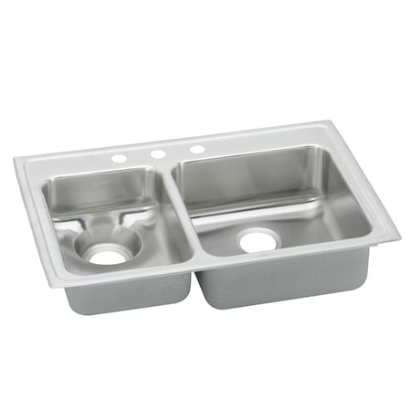 Lustertone Stainless Steel Double Bowl Top Mount Quick-Clip Sink